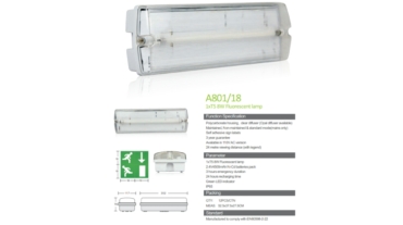 Emergency Bulkhead Series A801/18 1xT5 8W Fluorescent lamp