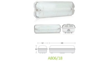 Emergency Bulkhead A806/18 1xT5 8W Fluorescent lamp