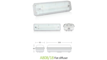 Emergency Bulkhead A808/18 Flat diffuser 1xT5 8W Fluorescent lamp