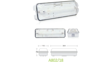 Emergency Bulkhead Series A802/18 1xT5 8W Fluorescent lamp