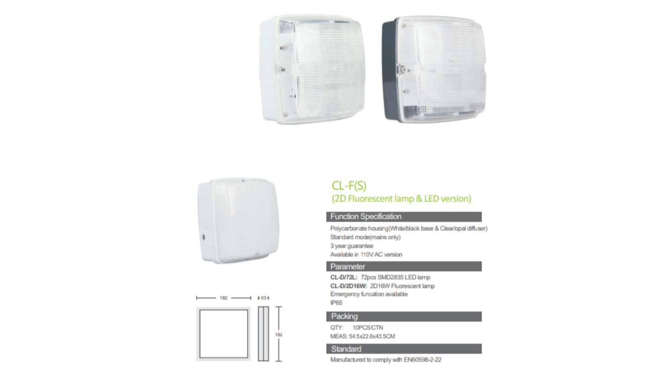 Ceiling Bulkhead CL-F(S) 2D Fluorescent lamp & LED versions
